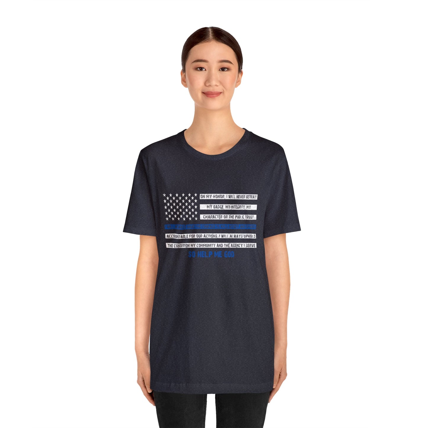 Men's Fitted V-Neck Short Sleeve Tee - Thin Blue Line (Duty)