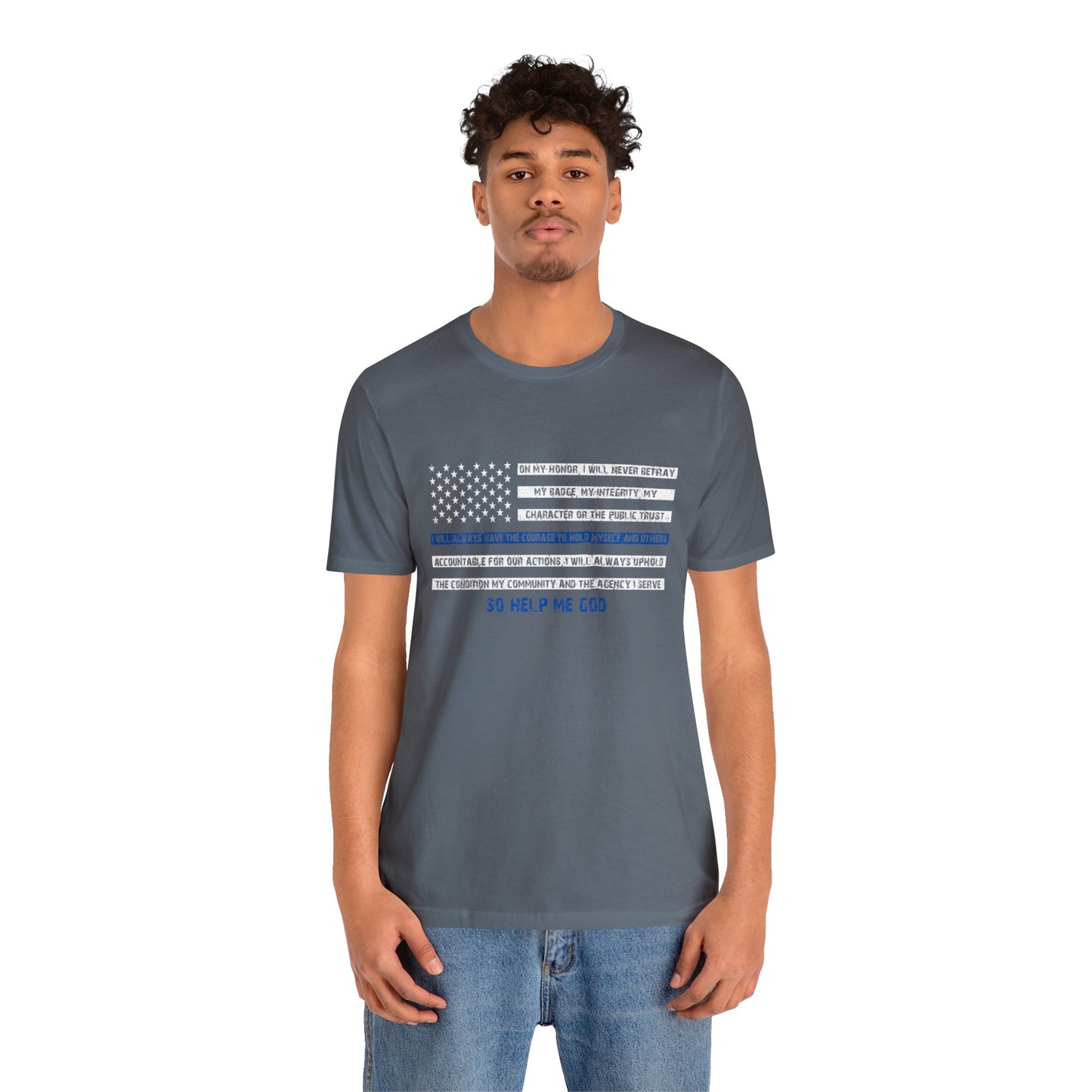 Men's Fitted V-Neck Short Sleeve Tee - Thin Blue Line (Duty)