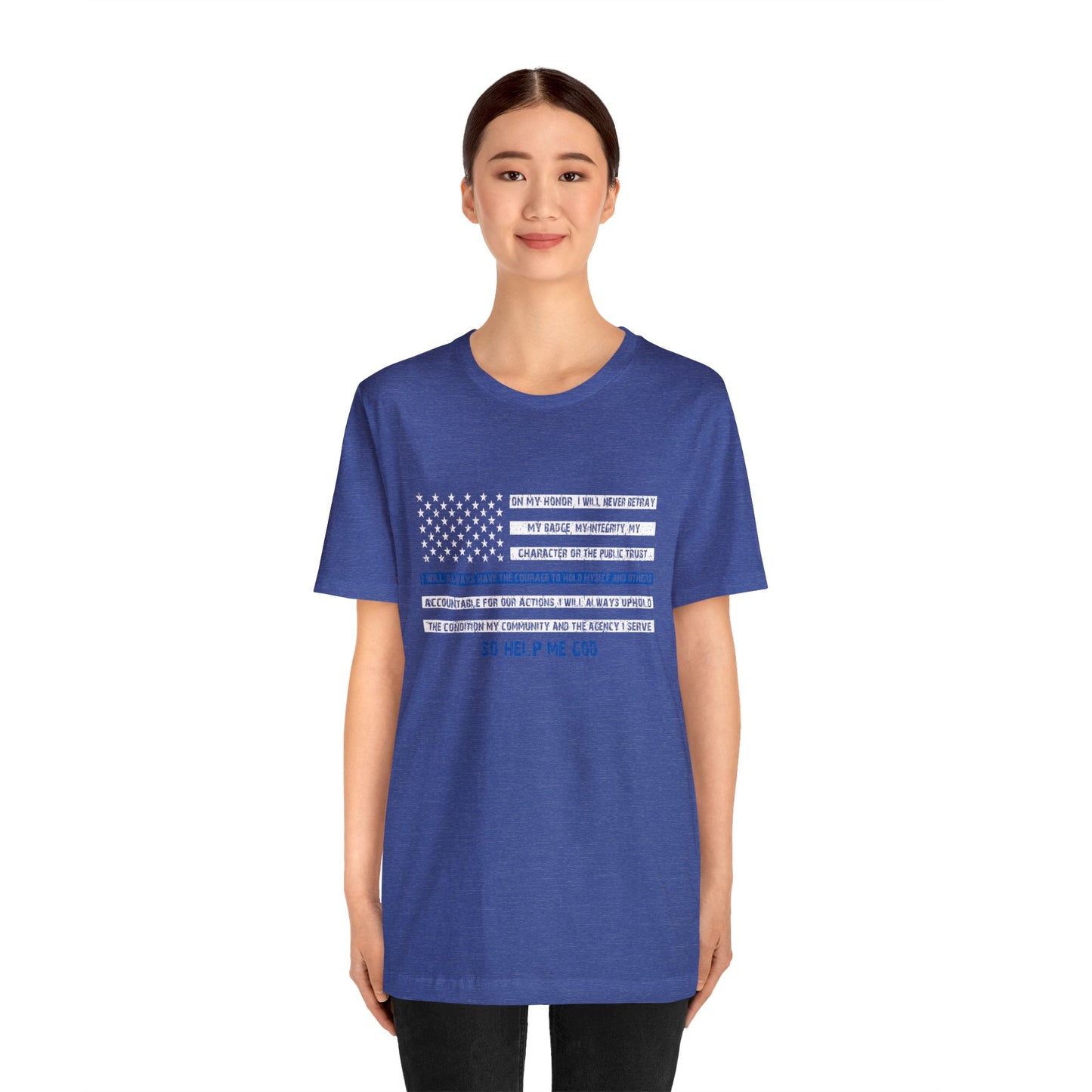 Men's Fitted V-Neck Short Sleeve Tee - Thin Blue Line (Duty)