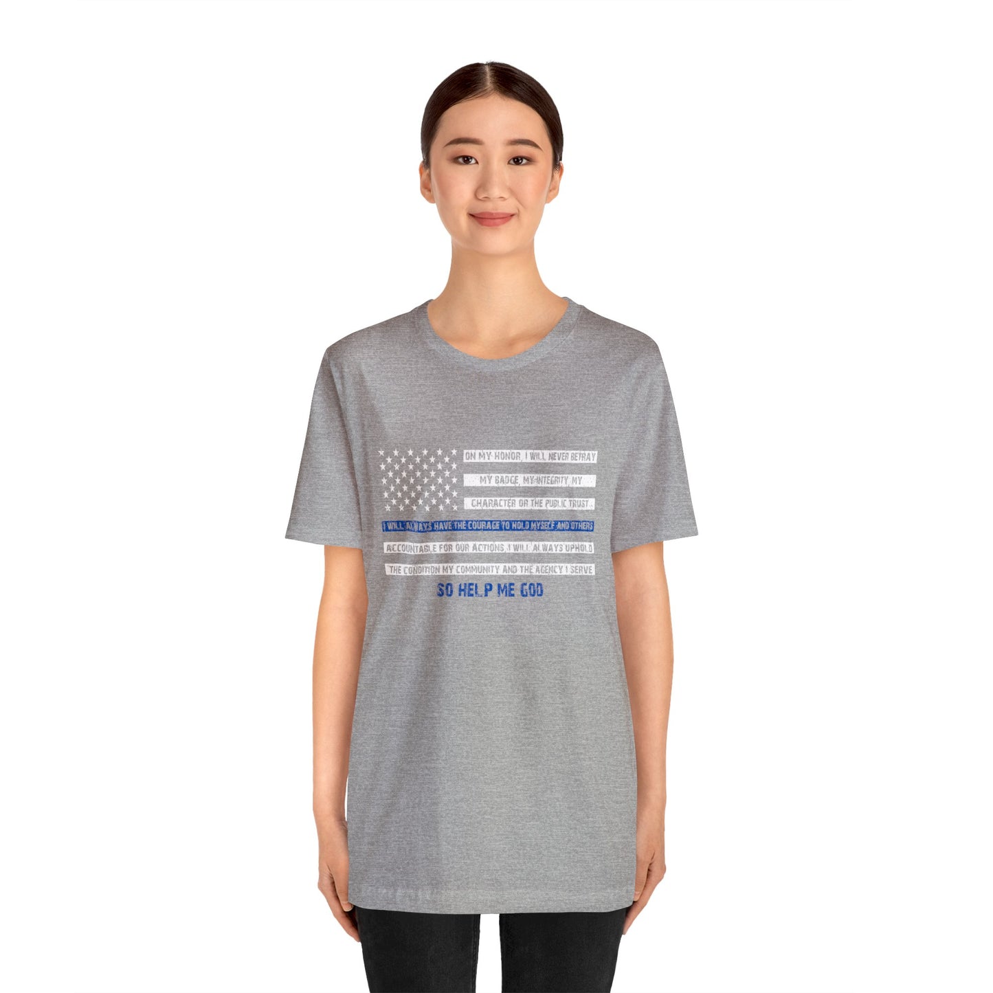 Men's Fitted V-Neck Short Sleeve Tee - Thin Blue Line (Duty)