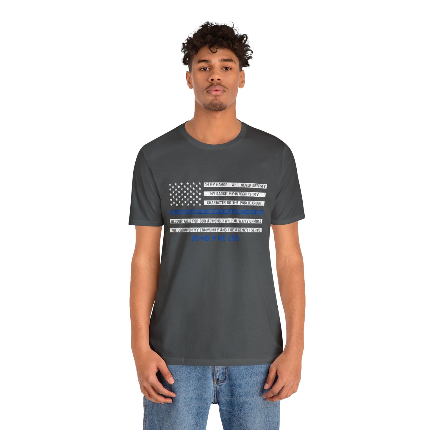 Men's Fitted V-Neck Short Sleeve Tee - Thin Blue Line (Duty)