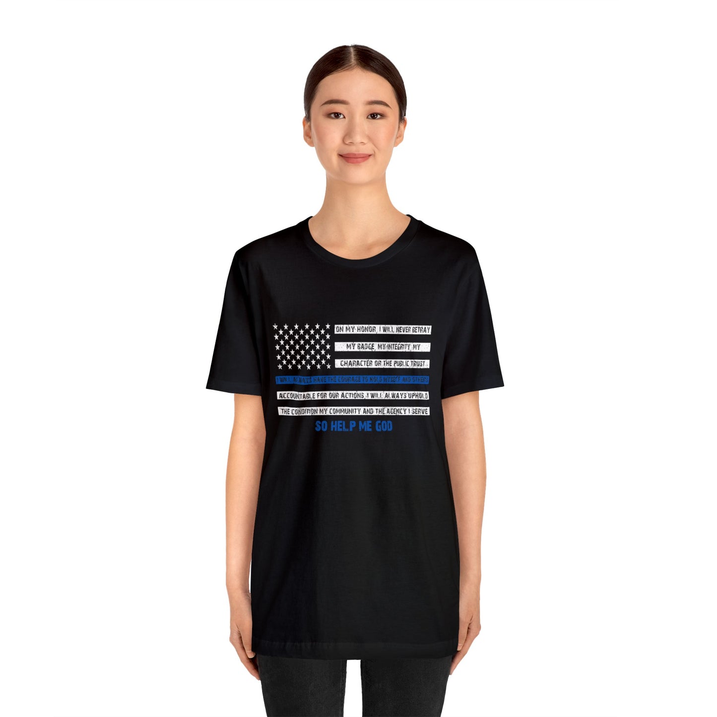 Men's Fitted V-Neck Short Sleeve Tee - Thin Blue Line (Duty)