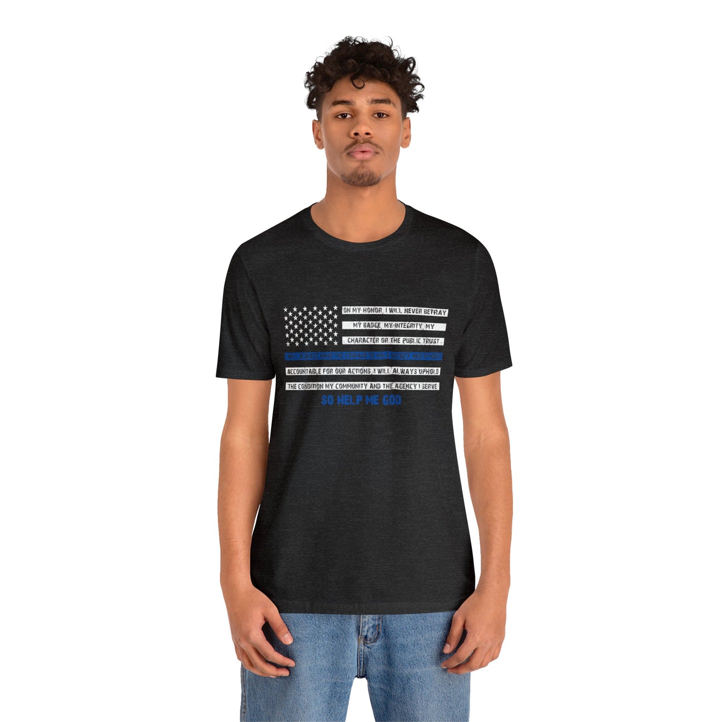 Men's Fitted V-Neck Short Sleeve Tee - Thin Blue Line (Duty)