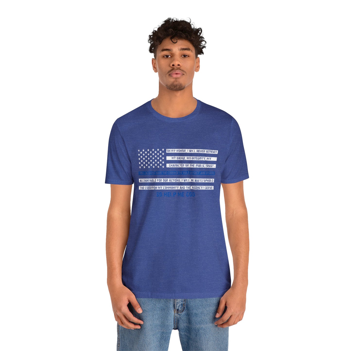 Men's Fitted V-Neck Short Sleeve Tee - Thin Blue Line (Duty)