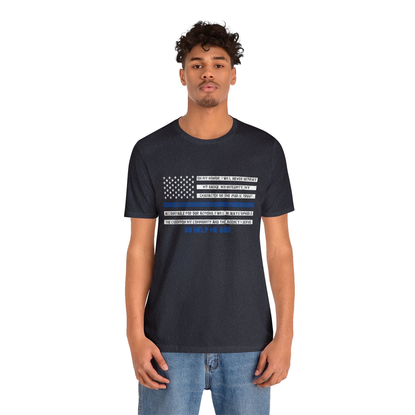 Men's Fitted V-Neck Short Sleeve Tee - Thin Blue Line (Duty)
