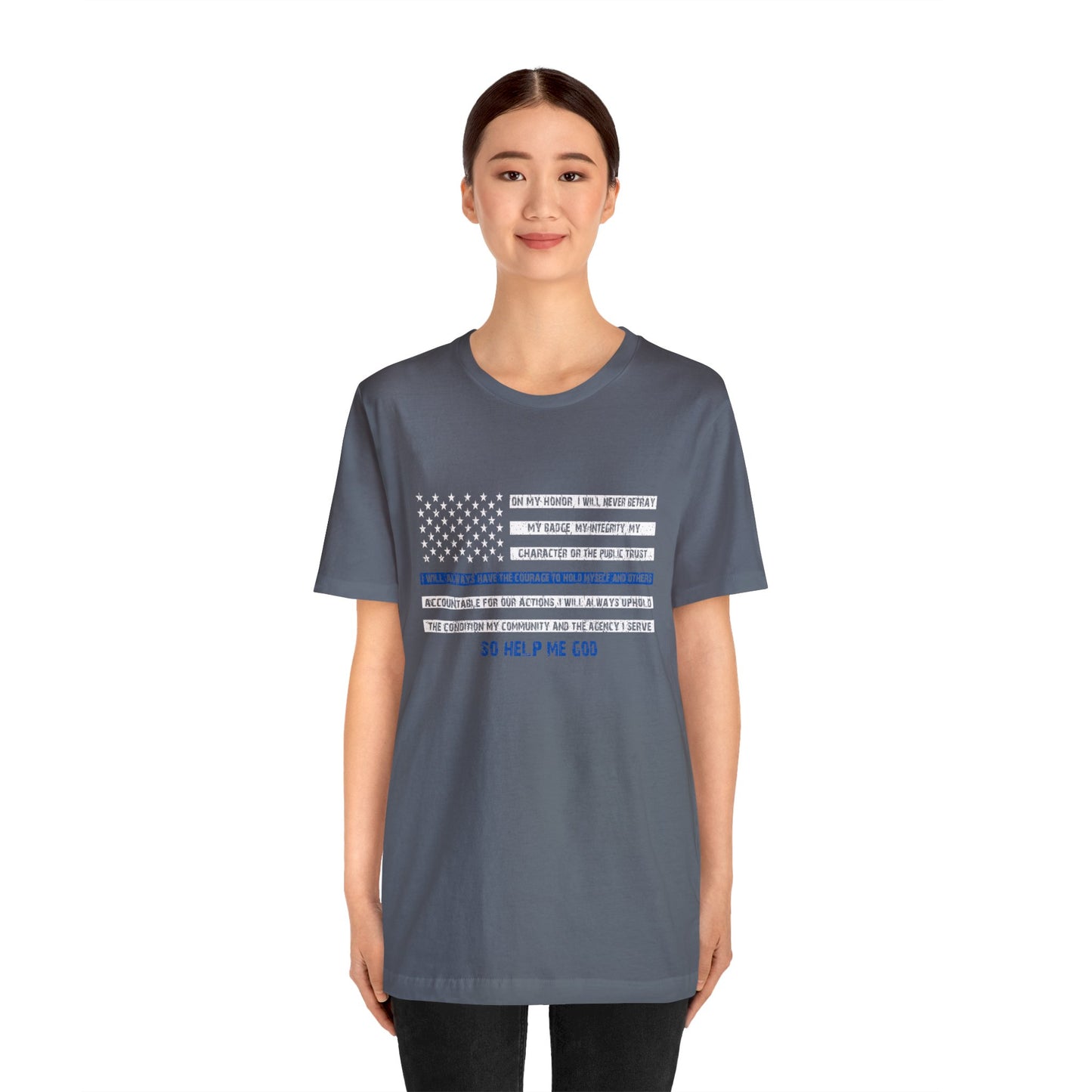 Men's Fitted V-Neck Short Sleeve Tee - Thin Blue Line (Duty)