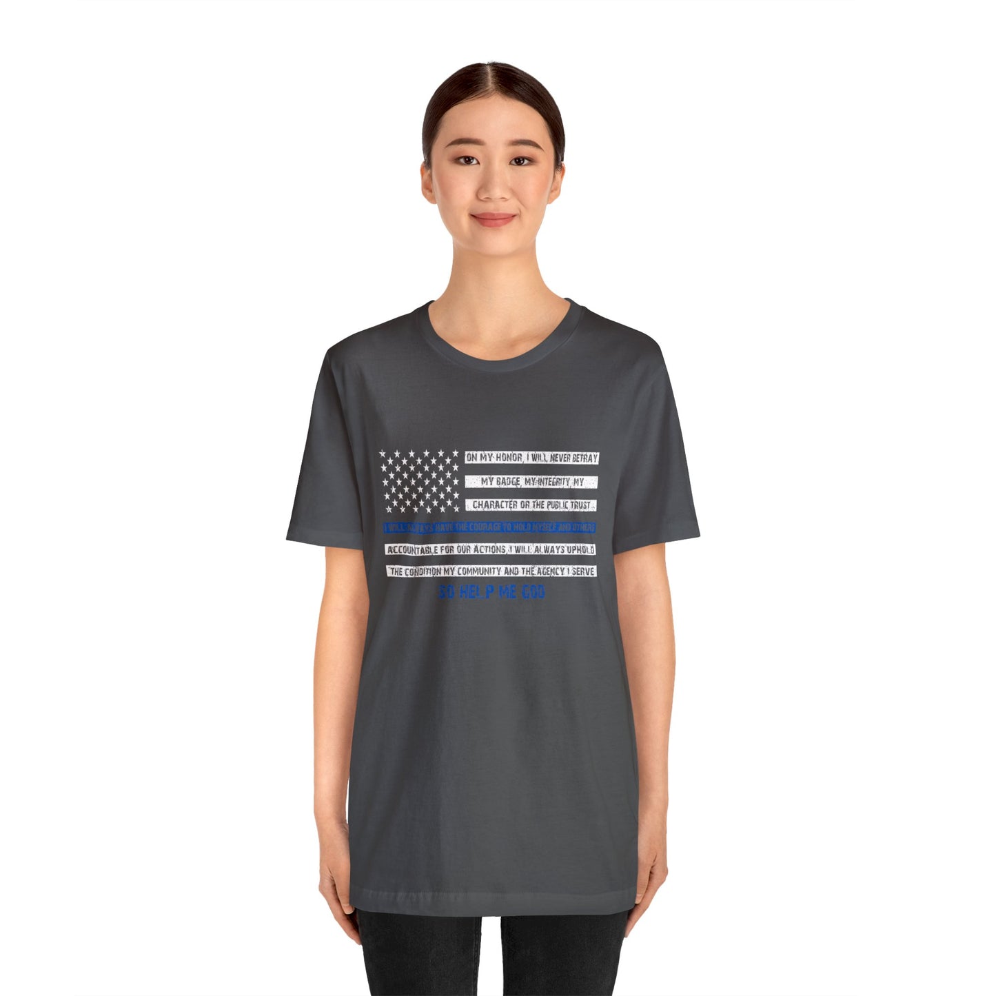 Men's Fitted V-Neck Short Sleeve Tee - Thin Blue Line (Duty)