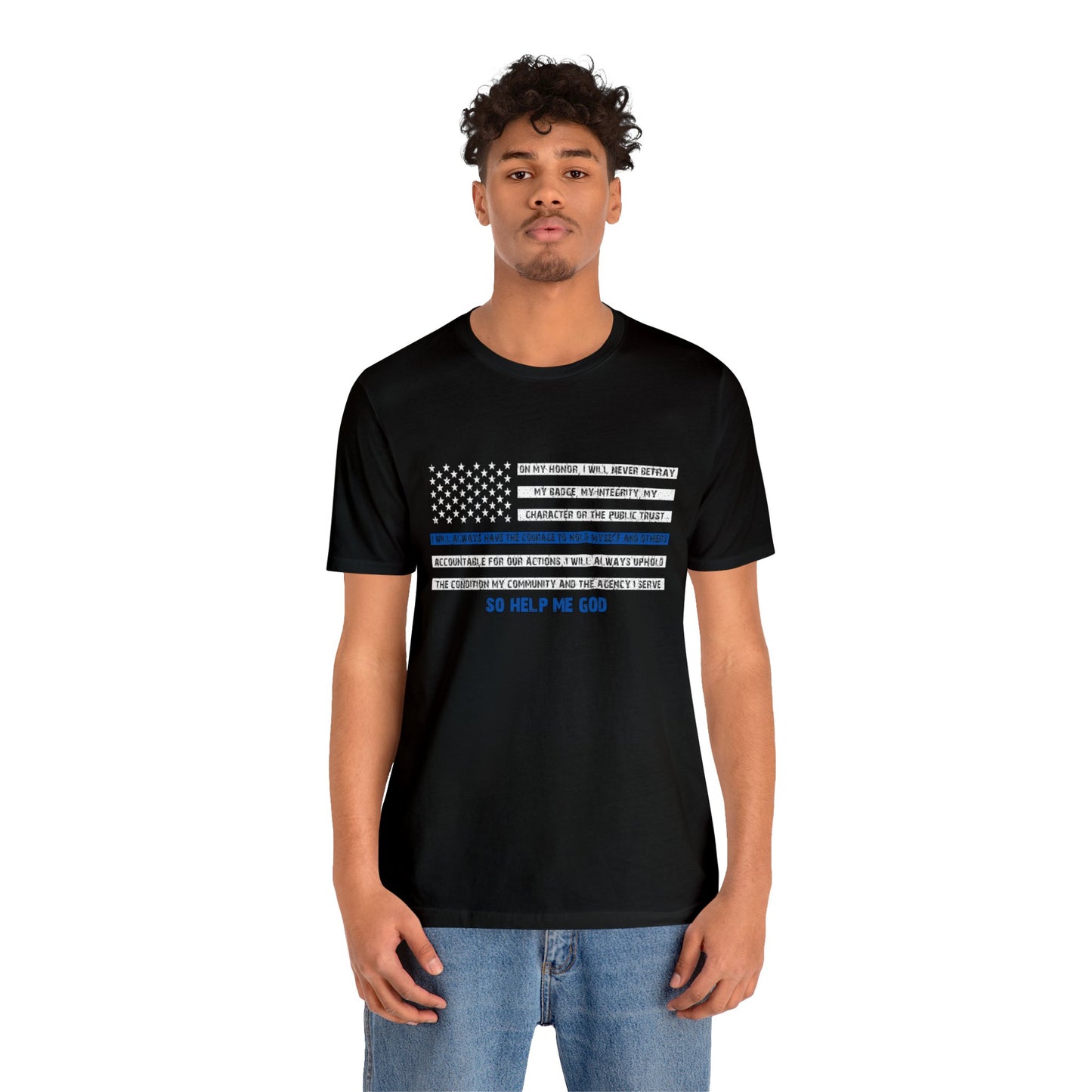 Men's Fitted V-Neck Short Sleeve Tee - Thin Blue Line (Duty)