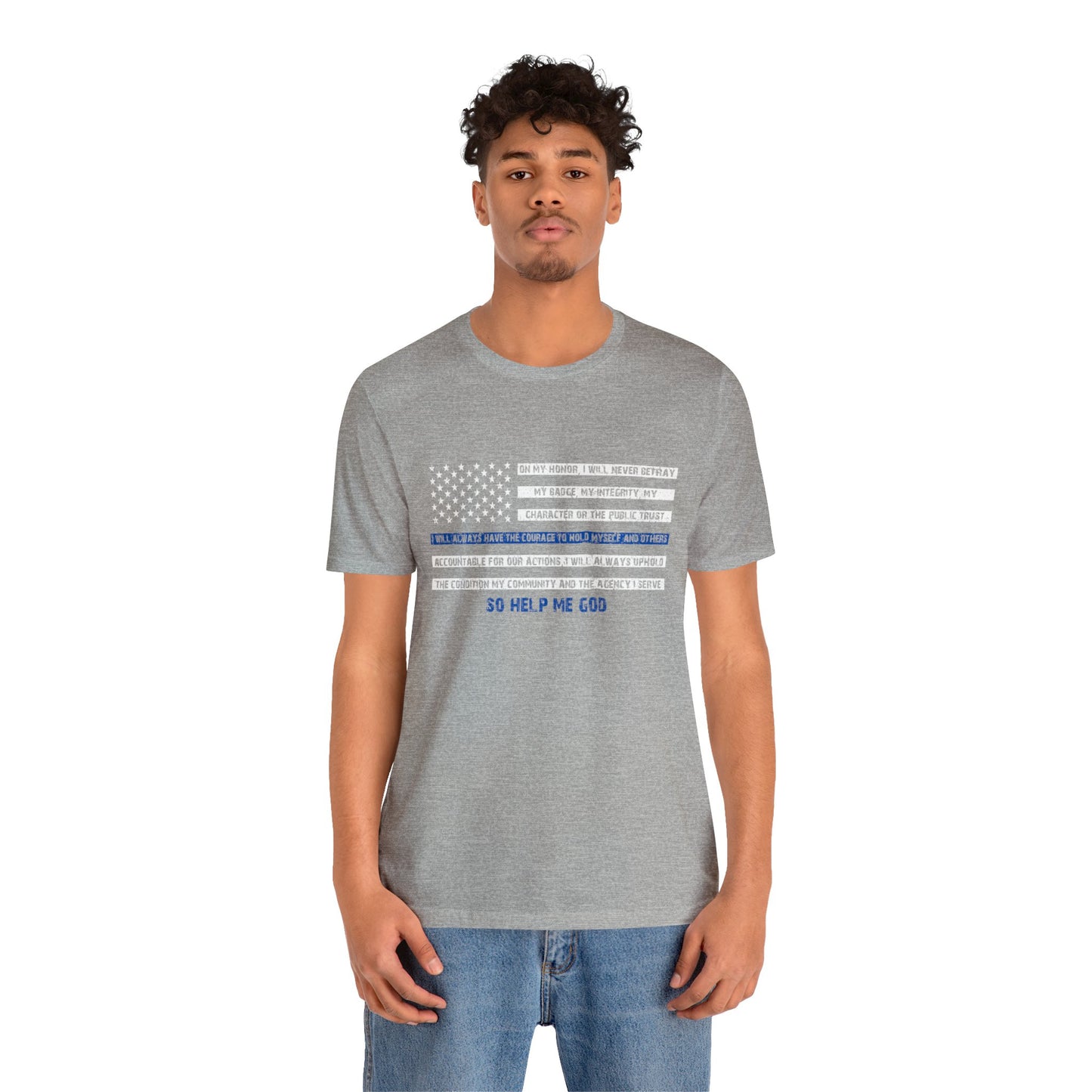 Men's Fitted V-Neck Short Sleeve Tee - Thin Blue Line (Duty)